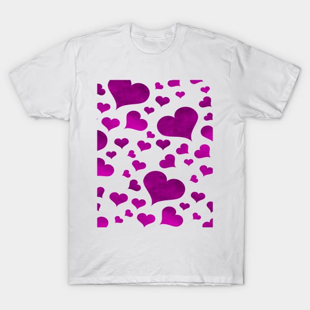 Valentine Purple Heart Pattern T-Shirt by DragonTees